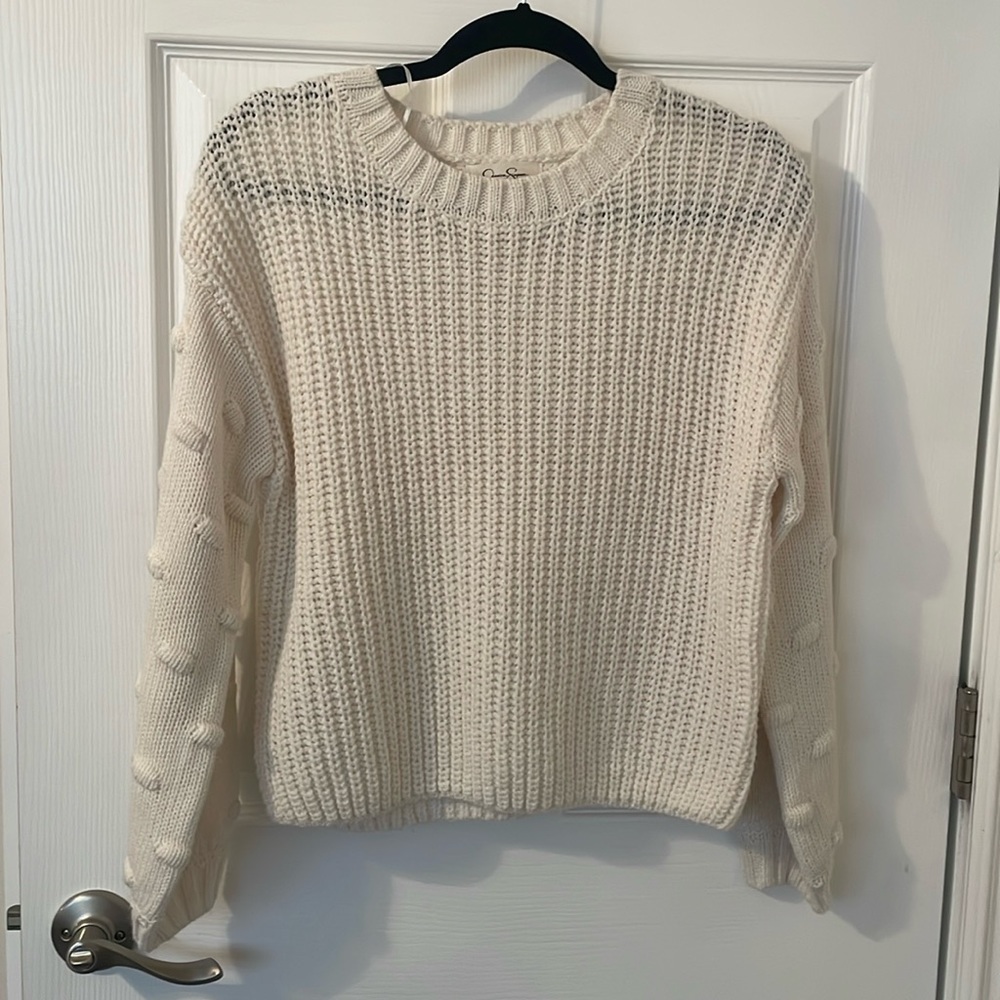 Jessica Simpson chunky sweater white knit relaxed fit small